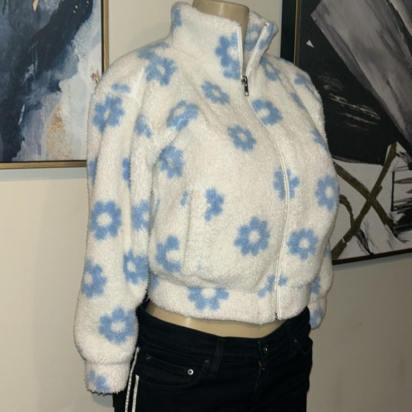 RSQ Girls Floral Print Sherpa Jacket size M - Picture 6 of 8